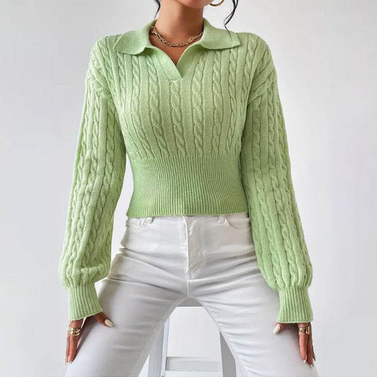 Women's Sweater Fashion Solid Color And V-neck - Velora