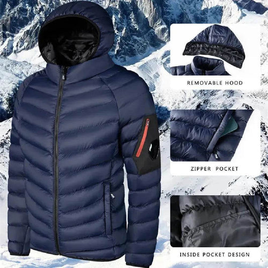 Winter Padded Thick Hooded Puffer Rain Jacket for men - Velora
