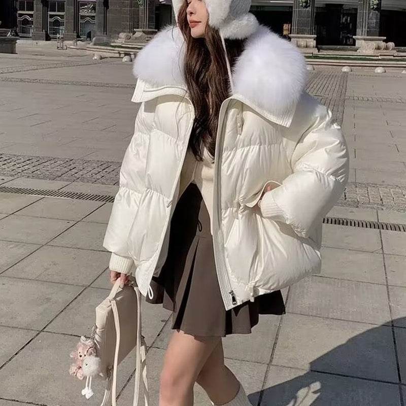 Down Cotton-padded Jacket Women's Short Fur Collar Thickened Coat Winter Clothing - Velora
