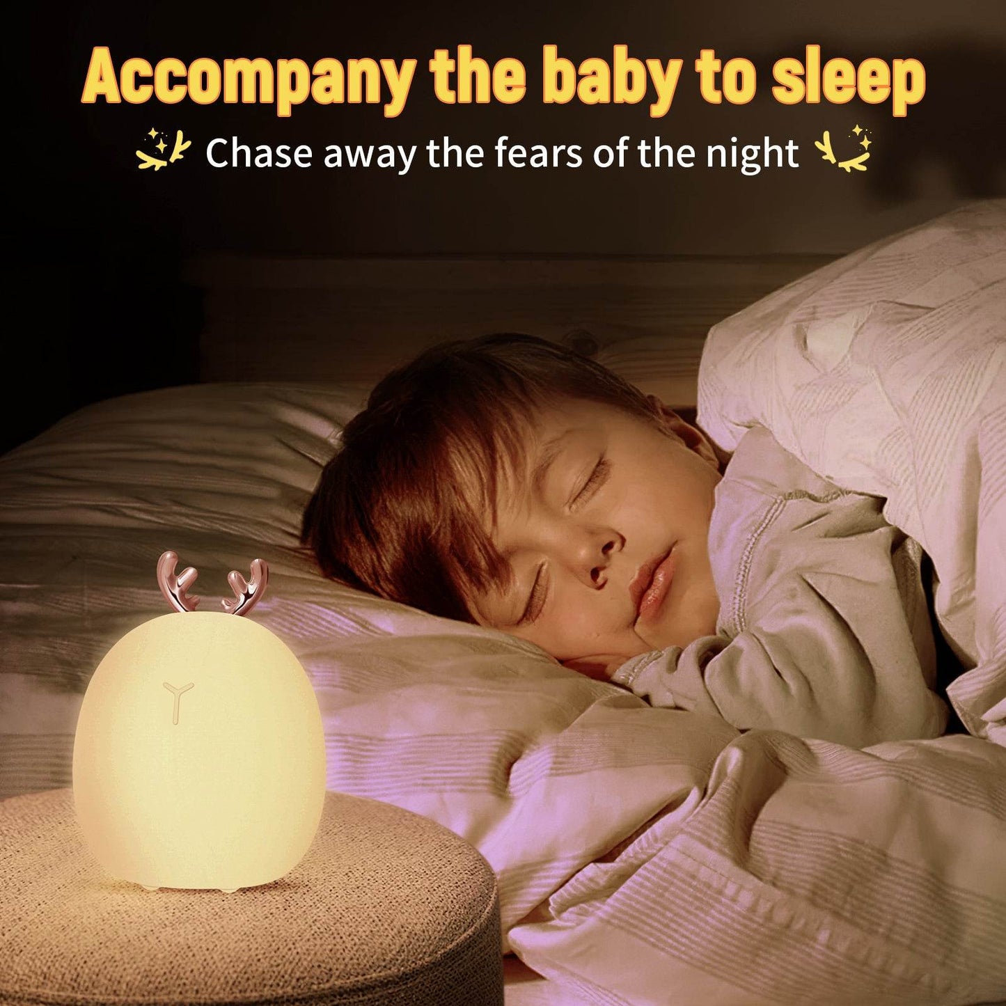 Baby Feeding, Adjustable, Creative, Rabbit, Elk Touch Light, Clap Light, Small Electric Light, Soft Baby Lamp toy - Velora