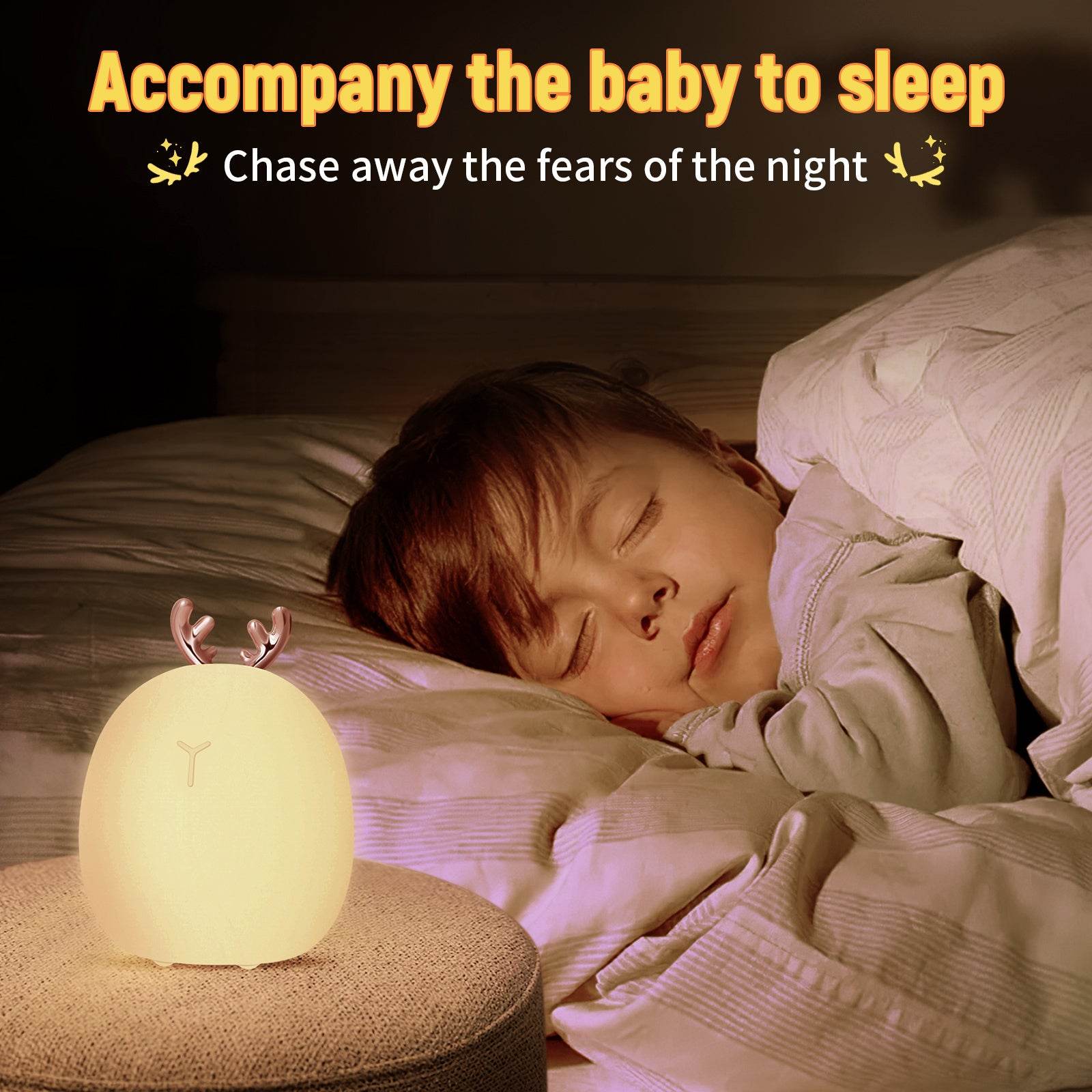Baby Feeding, Adjustable, Creative, Rabbit, Elk Touch Light, Clap Light, Small Electric Light, Soft Baby Lamp toy - Velora