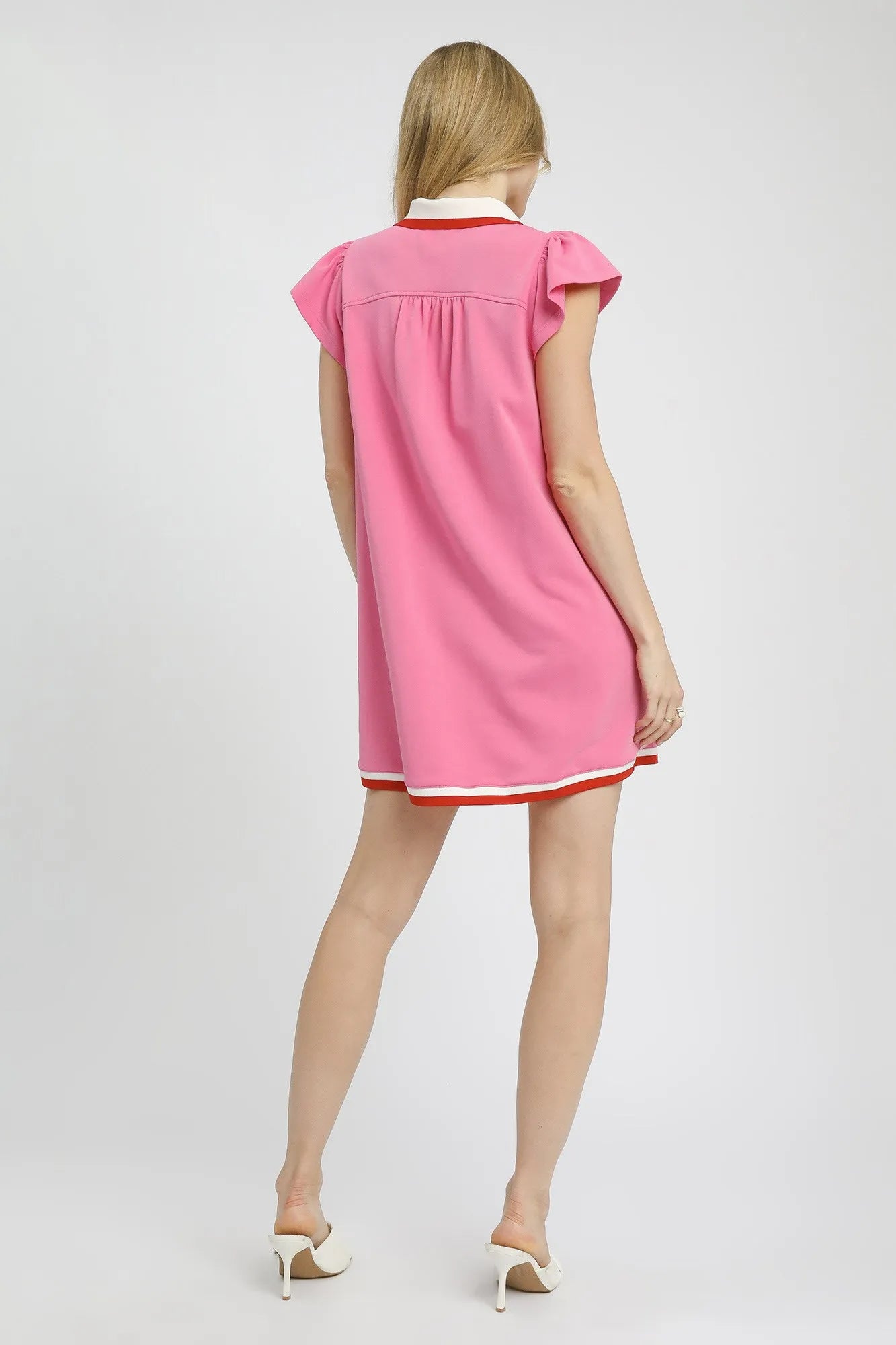 Umgee Contrast Trim Cap Sleeve Mini Dress - Velora