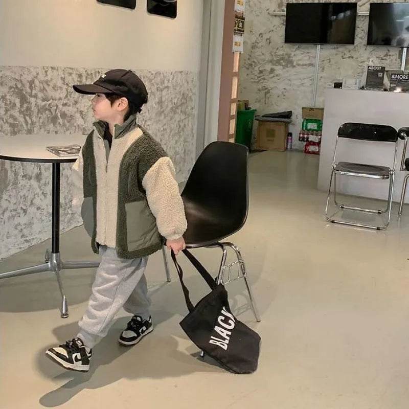 Children Lambswool fleece Warm Thickened Winter coat Cardigan Kids - Velora