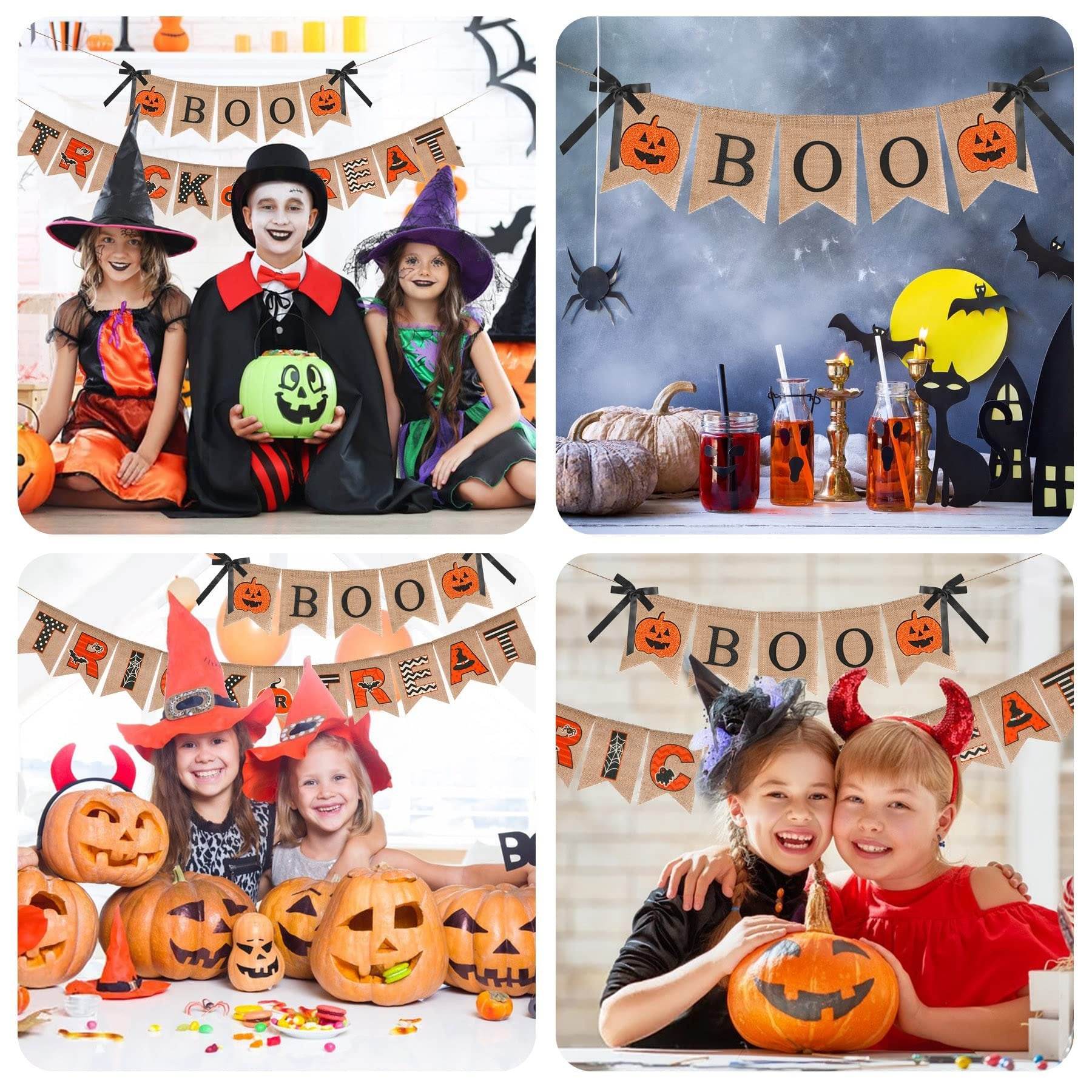 Halloween Burlap Banner Halloween Party Mantel Wall Hanging Supplies For Home Farmhouse Patio-Selling On Amazon Is Prohibited - Velora