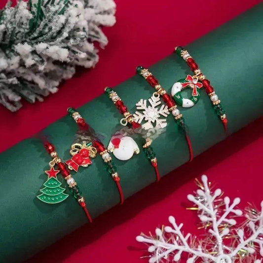 5pcs New Christmas Polymer Clay Handmade Beaded Bracelet set - Velora