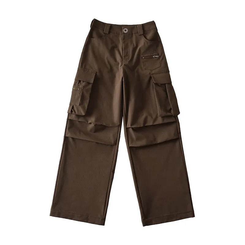 Retro High Waist Multi-pocket Cargo Pants Women - Velora