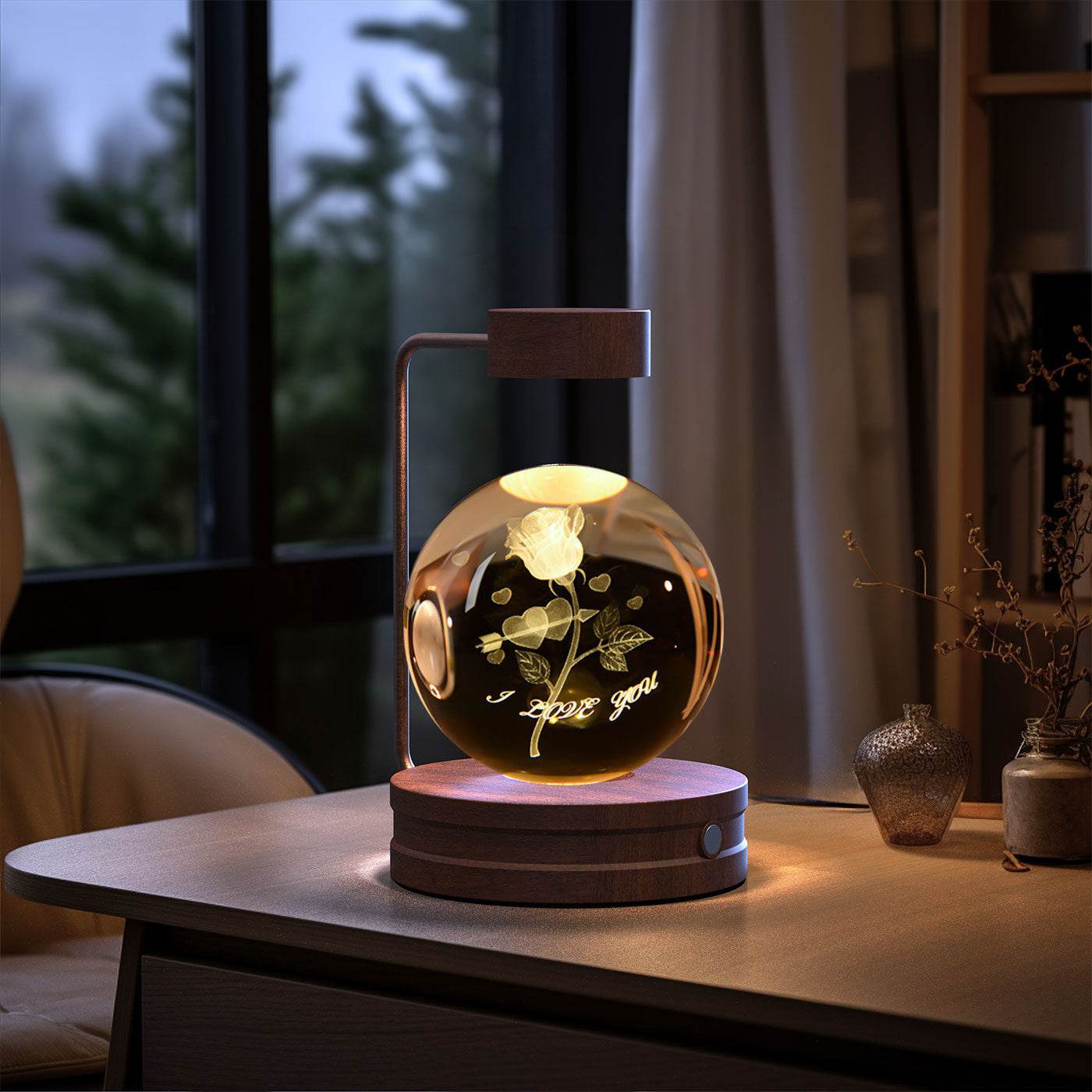 Crystal Ball Cosmic Dinosaur Indoor Night Light USB Power Warm Bedside Light Birthday Gift Night Lamp - Velora
