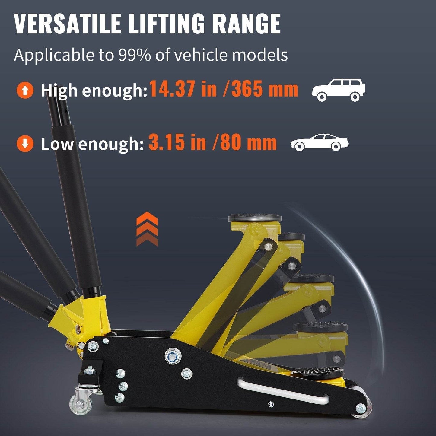 1.5 Ton Low Profile Aluminum Steel Racing Floor Jack Dual Lift Car - Velora