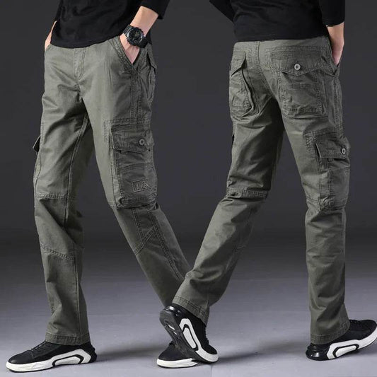 Overalls Men's Outdoor Casual Trousers Pure Cotton Straight Loose Multi-pocket Cargo Pant - Velora