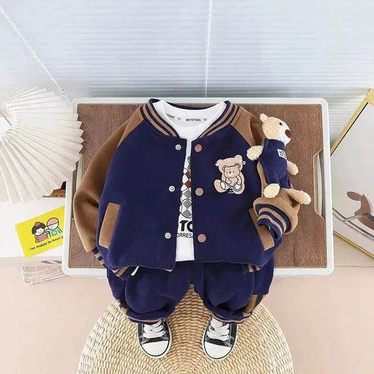 Children Fashionable Long Sleeve Three-piece Sweater Set - Velora