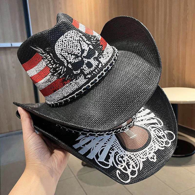 Summer Outdoor Ethnic Style Felt and Straw Cowboy Hat - Velora