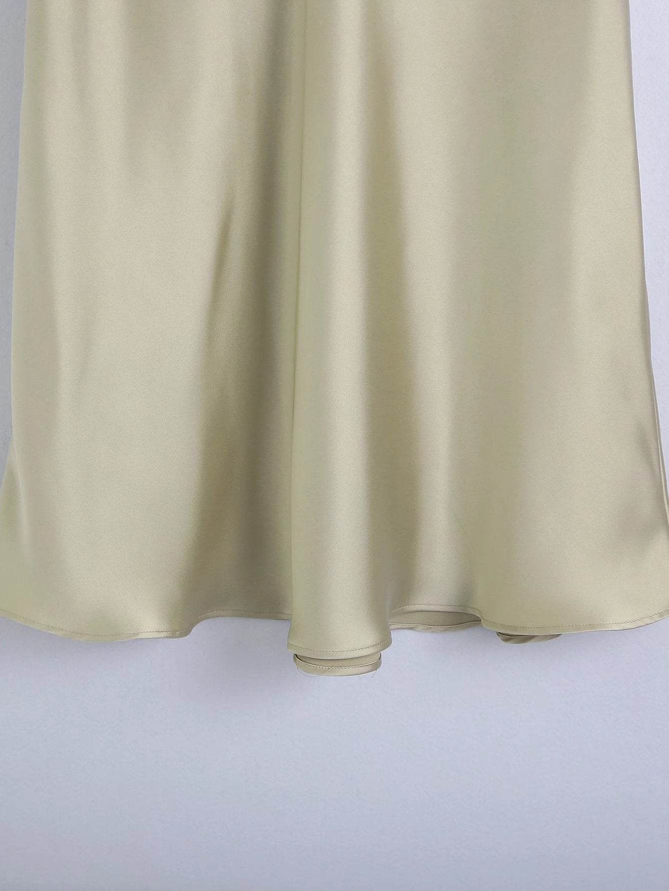 High Waisted Midi Silk Satin Skirt - Velora