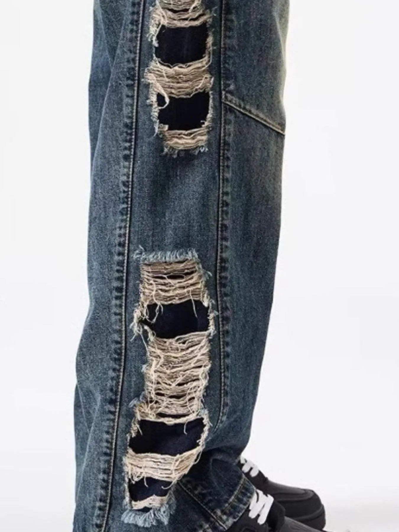 Men's Full Size Distressed Wide Leg Baggy Jeans Plus Size - Velora