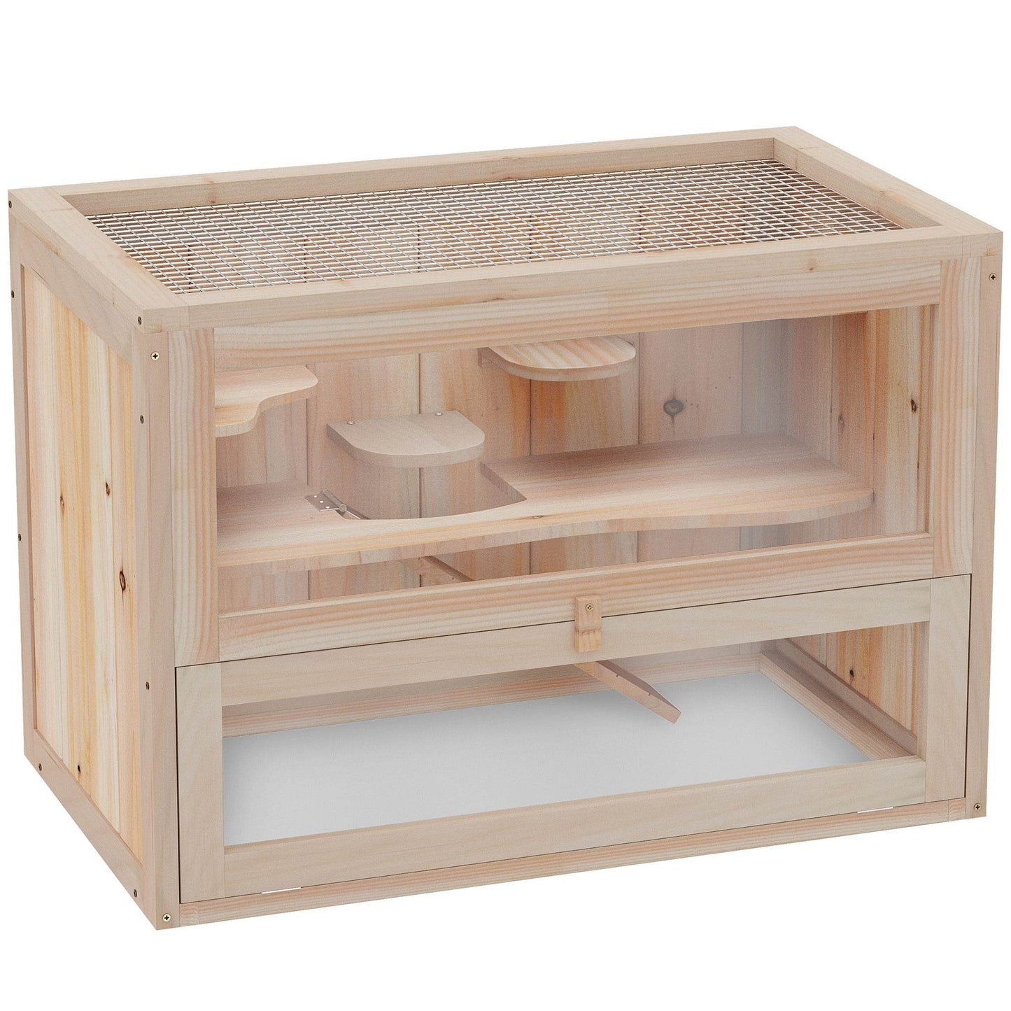 2- Tier Wooden Crafted Hamster Rodent Habitat Cage - Velora