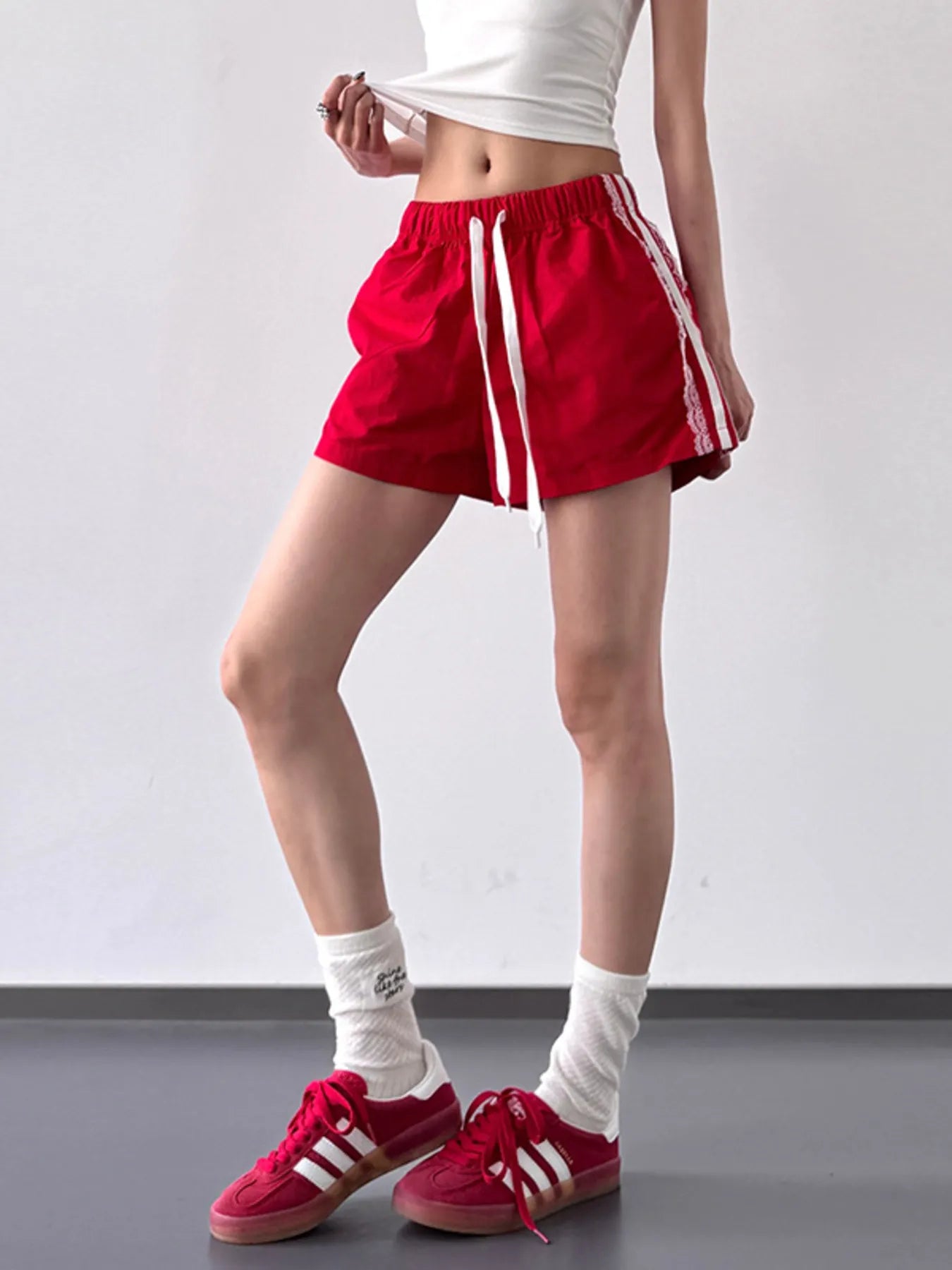 Side Stripe Drawstring Shorts - Velora