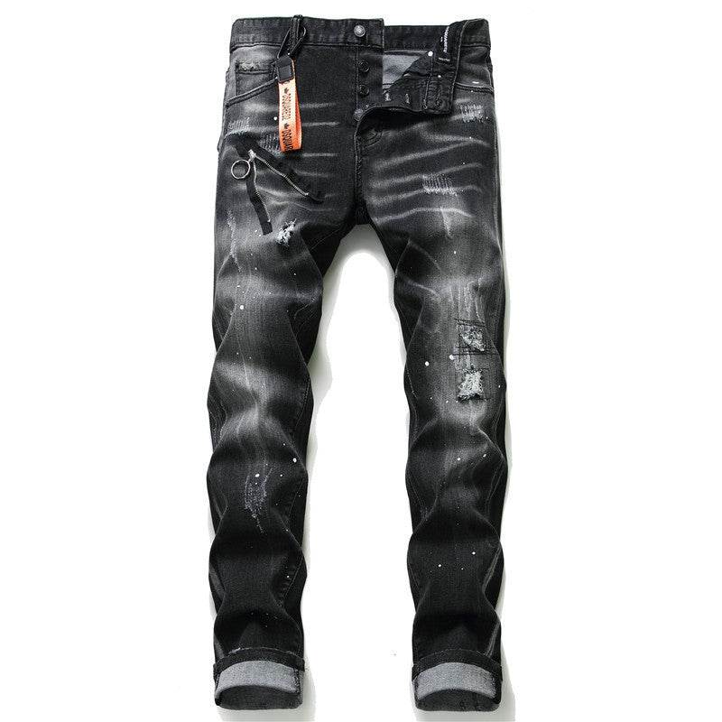 men jeans famous D2 Men slim jeans pants mens denim trousers zipper blue hole Pencil Pants - Velora