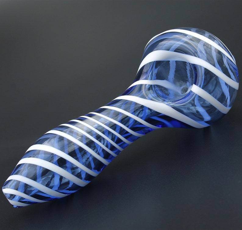 Color Stripes Glass Crafts Hookah Pipe - Velora