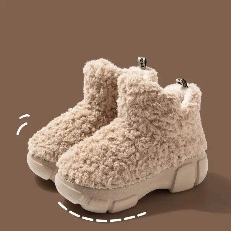Winter Cashmere Snown Boots With 6cm Platform Warm Plus Velvet High-top Fleece Cotton Shoes Women Outdoor Indoor House Plush Shoes - Velora