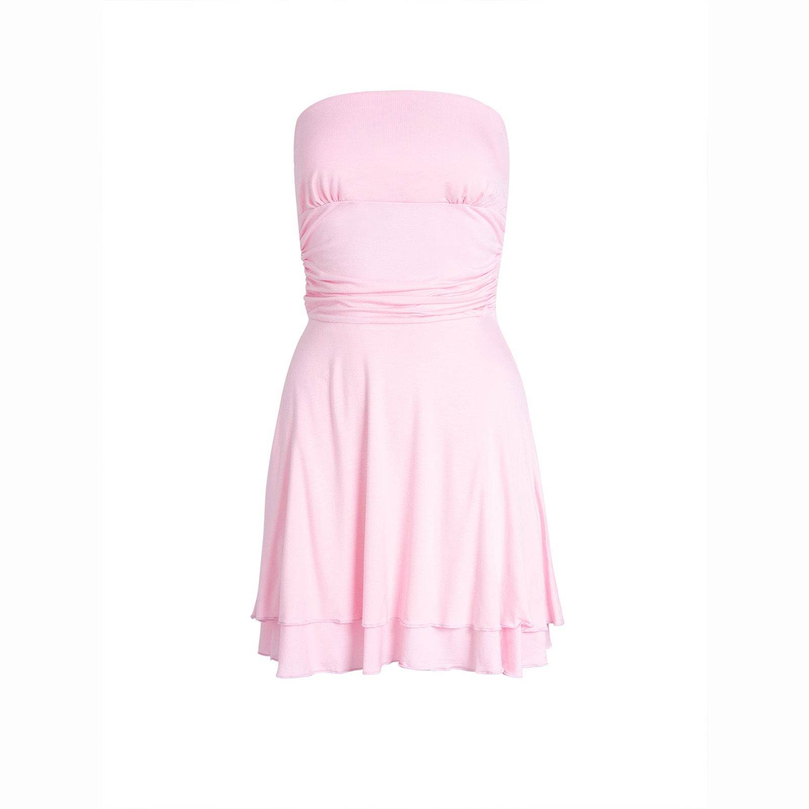Y2K Tube-top Short Dress Summer Sexy Pleated Tight Dresses For Womens Clothing - Velora