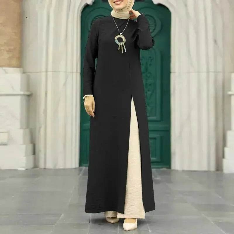 ArabWomen Plain Split Long sleeve Abaya Dress - Velora