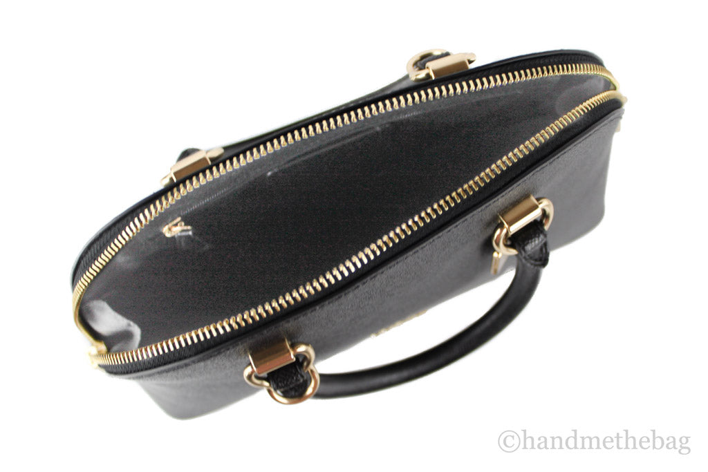 Coach Katy Brown Black Signature Coated Canvas Dome Satchel
