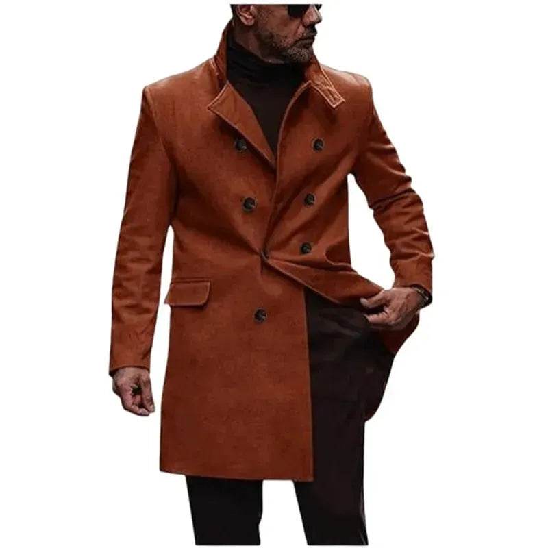 Warm Autumn Winter Lapel Casual long Business Coat for Men - Velora