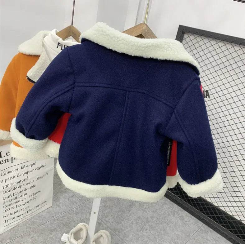 Children's Thickened Fleece Wool Top Lamb Wool Coat - Velora