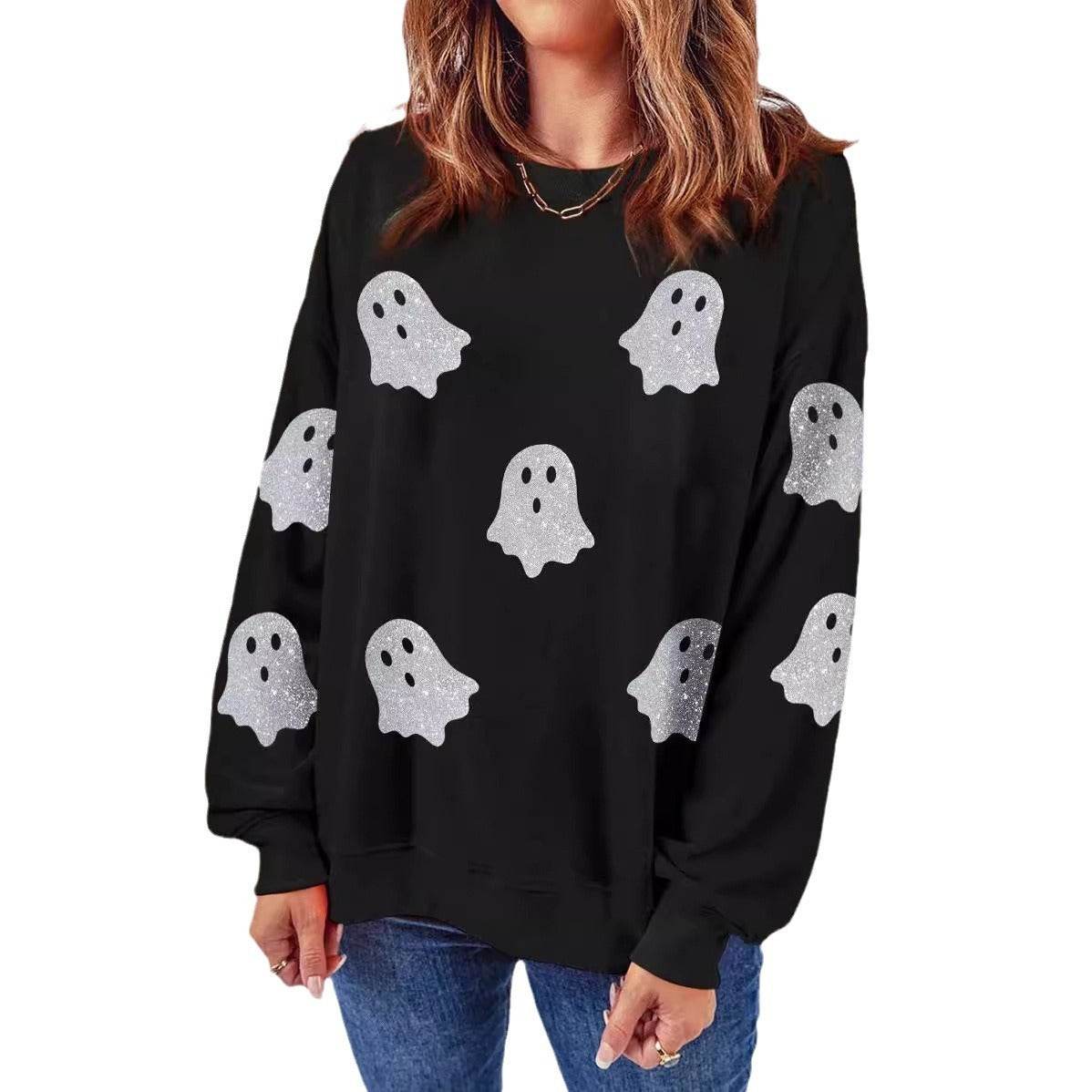 Halloween Ghost Top Loose Casual Pullover - Velora