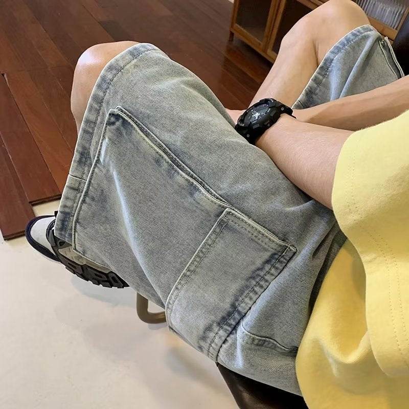Baggy Denim Cargo Shorts For Men Jeans - Fashion Work Clothes - Velora