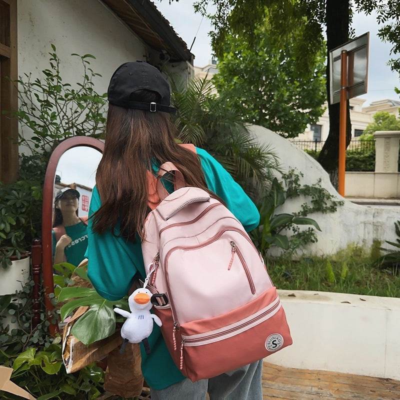 Retro Contrast Color Casual Backpack For Women - Velora