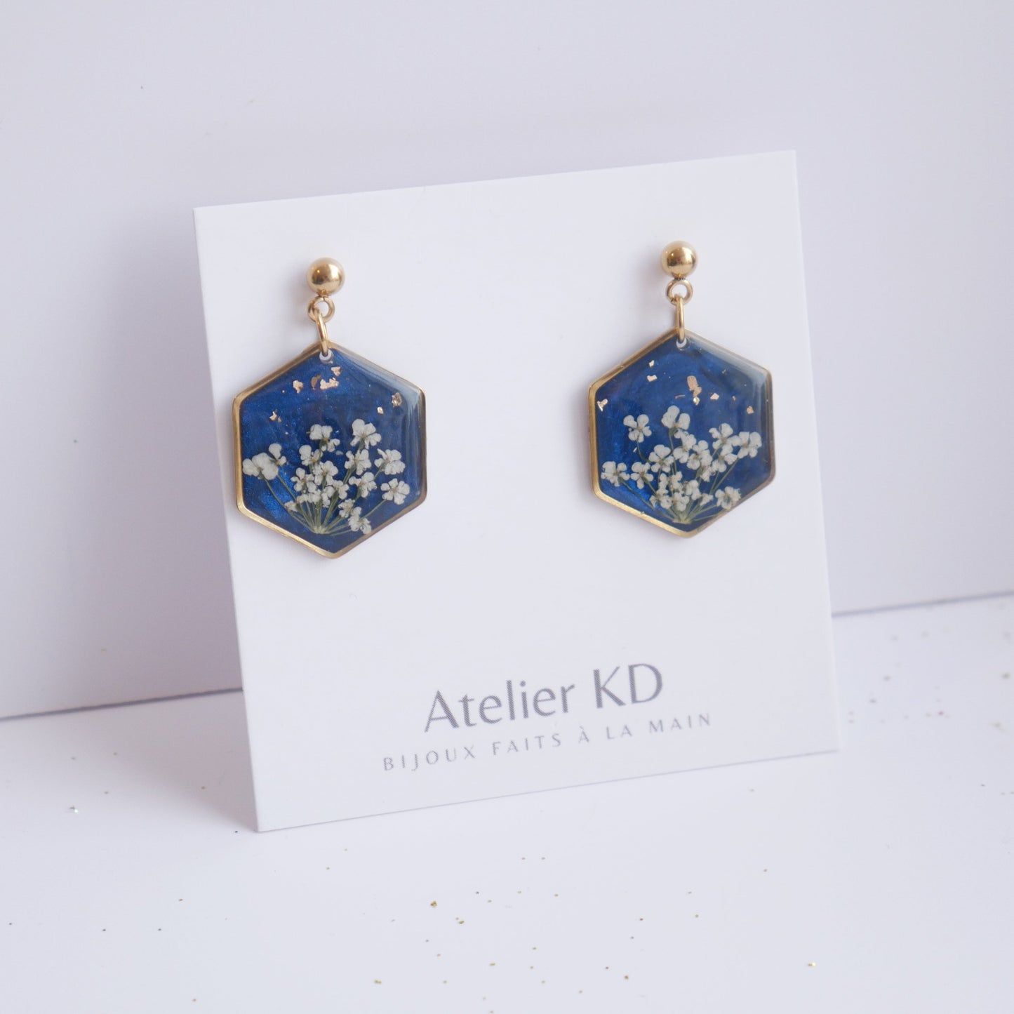 Boucles d'oreilles Céleste - fleurs de carottes- hexa 20mm - Velora