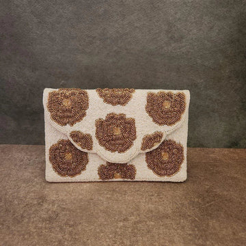 Golden Bloom Foldover Clutch
