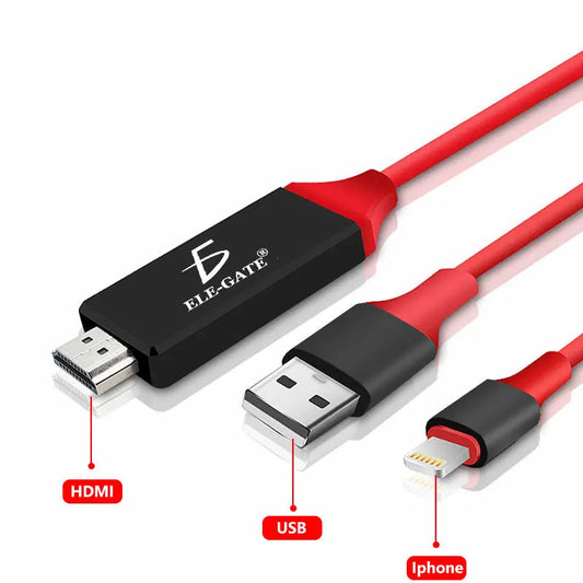 Professional 1080P for HDMI USB Male Adapter/Cable for iPhone iPad Resolution 4K 60Hz Refresh Rate Coaxial Style Pure Copper PVC - Velora