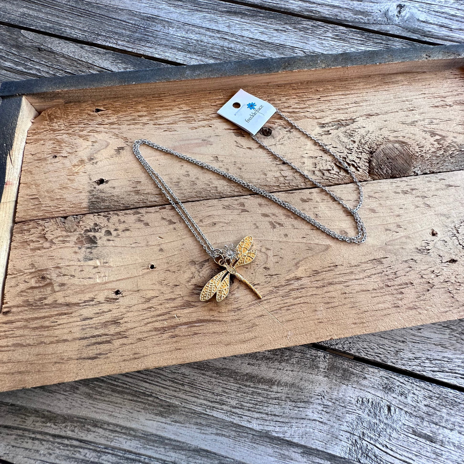 Gold Dragonfly Necklace - Velora