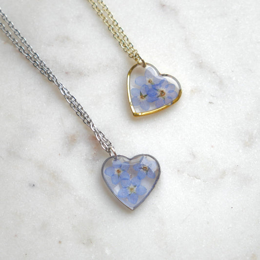 Collier Myosotis - coeur (grand) - Velora