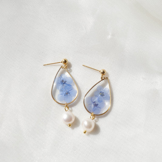 Boucles d'oreilles Perla myosotis - goute - Velora