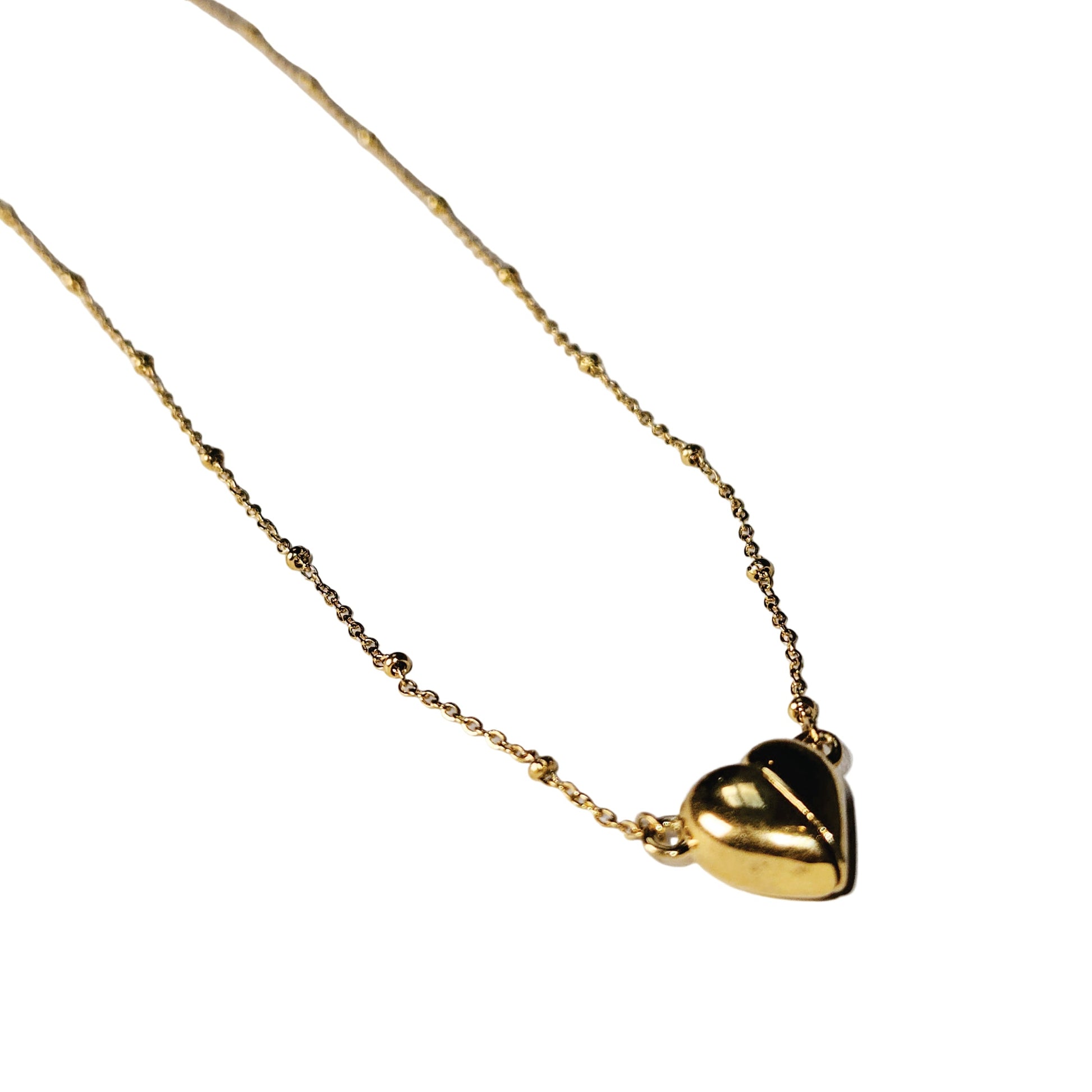 ABNA Gold: Together Forever Beaded Necklace – Separable Magnetic Mini Heart Pendant - Velora Luxury Fashion