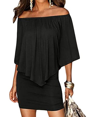 ADEWEL Women's Sexy Off Shoulder Multiple Dress Layered Party Cocktail Mini Dresses - Velora Luxury Fashion
