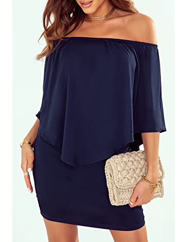 ADEWEL Women's Sexy Off Shoulder Multiple Dress Layered Party Cocktail Mini Dresses - Velora Luxury Fashion
