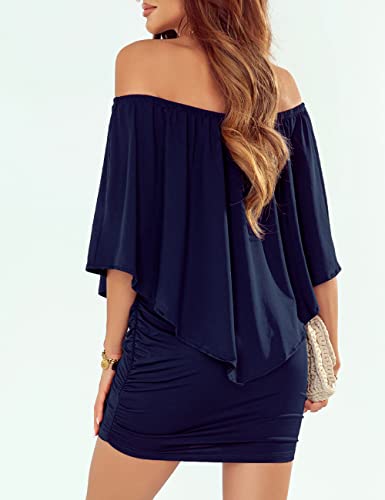 ADEWEL Women's Sexy Off Shoulder Multiple Dress Layered Party Cocktail Mini Dresses - Velora Luxury Fashion