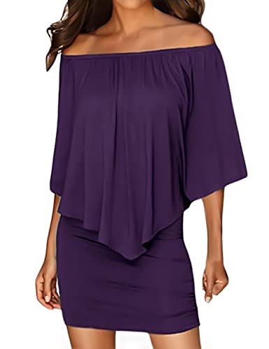 ADEWEL Women's Sexy Off Shoulder Multiple Dress Layered Party Cocktail Mini Dresses - Velora Luxury Fashion
