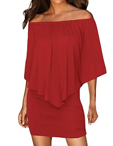 ADEWEL Women's Sexy Off Shoulder Multiple Dress Layered Party Cocktail Mini Dresses - Velora Luxury Fashion