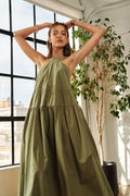 ADORA Crisscross Wide Strap Drawstring Detail Midi Dress - Velora Luxury Fashion