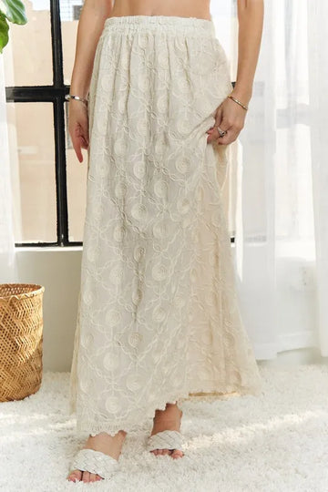 ADORA Elastic Waist Applique Maxi Skirt - Velora Luxury Fashion