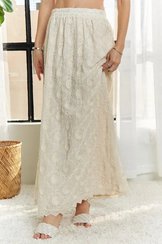 ADORA Elastic Waist Applique Maxi Skirt - Velora Luxury Fashion