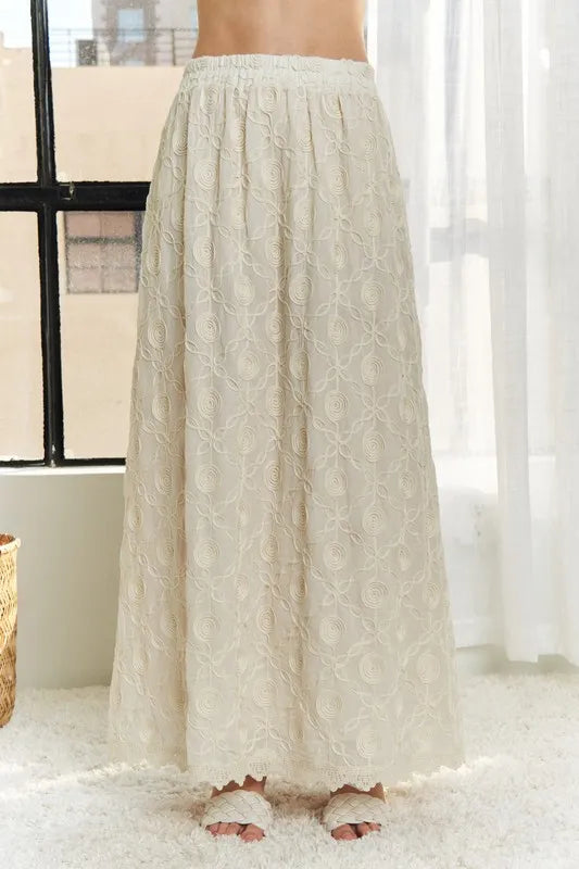 ADORA Elastic Waist Applique Maxi Skirt - Velora Luxury Fashion