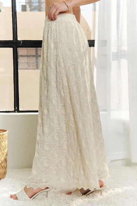 ADORA Elastic Waist Applique Maxi Skirt - Velora Luxury Fashion