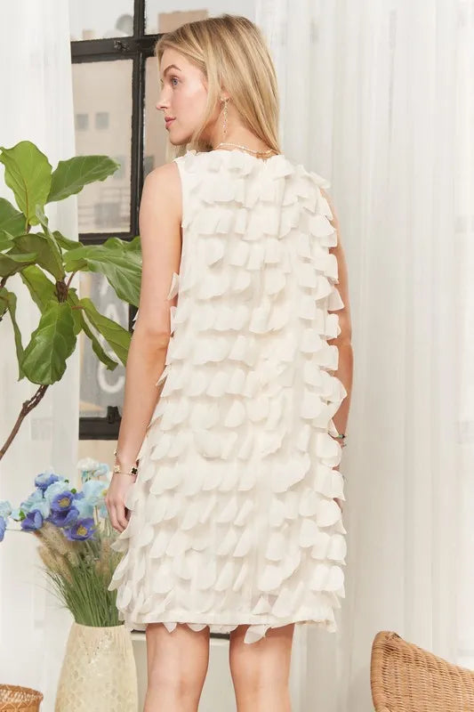 ADORA Sleeveless Shift 3D Petal Dress - Velora Luxury Fashion