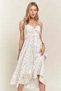 ADORA Smocked Floral Sweetheart Neck Cami Dress - Velora Luxury Fashion