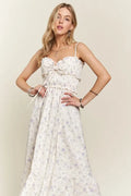 ADORA Smocked Floral Sweetheart Neck Cami Dress - Velora Luxury Fashion